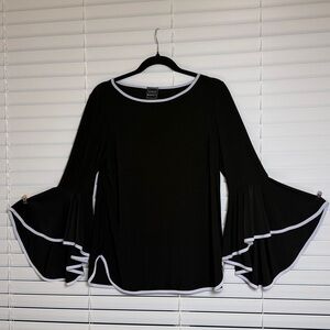 Black Flared Sleeve Top by Coco Blanco
